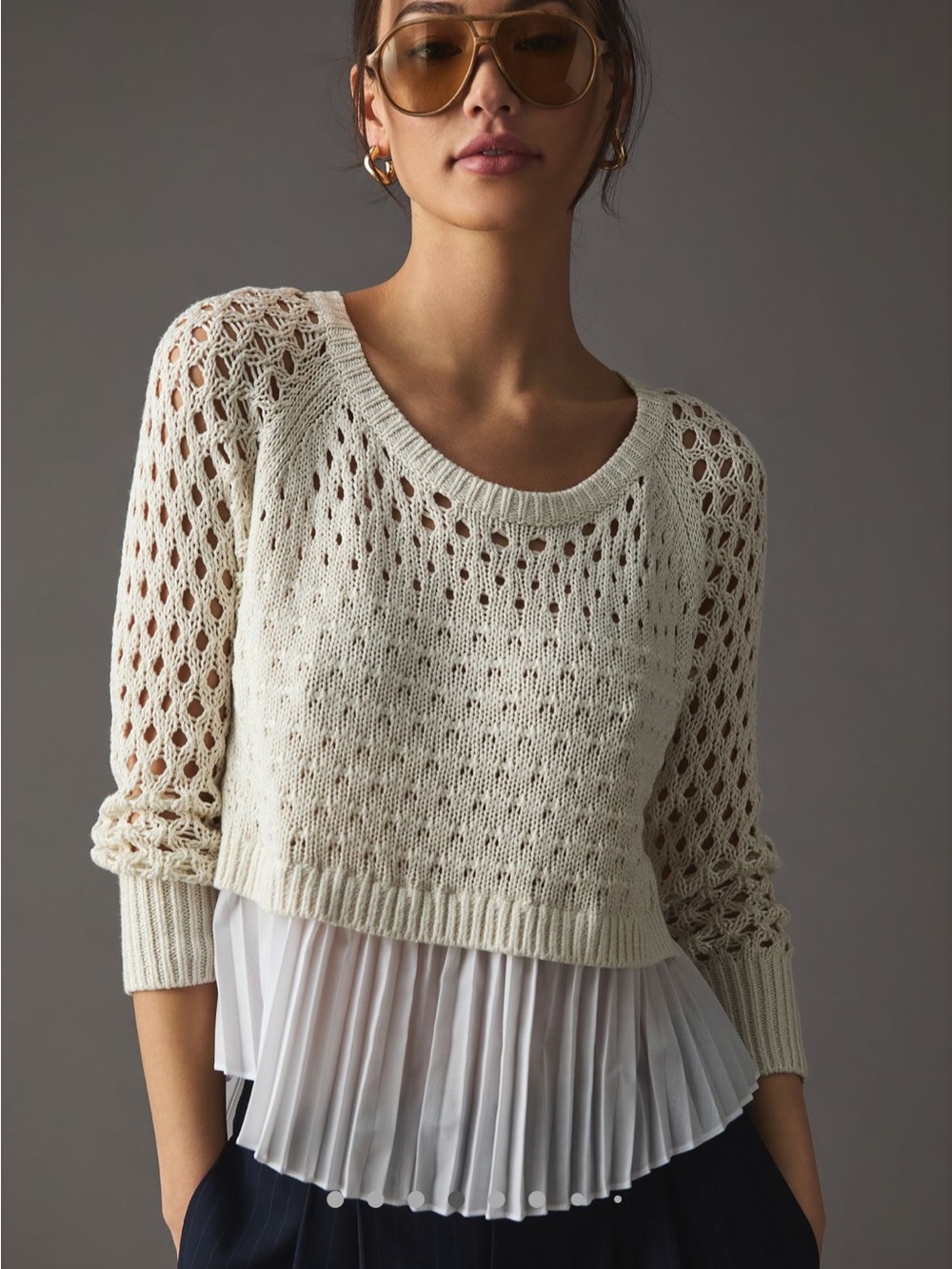Anthroplogie Maeve layered pleated sweater size M NWT
